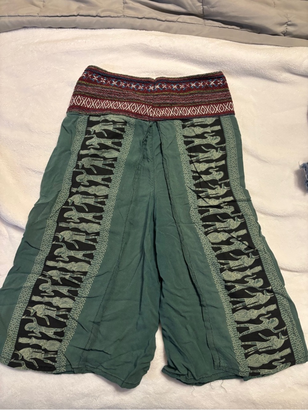 Boho-Style Palazzo Wide Leg Pants with High Slit